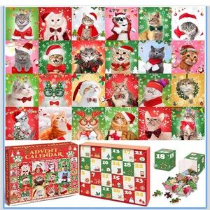 New Advent Calendar Christmas Jigsaw Puzzle Cat Puzzle 24 Days Countdown